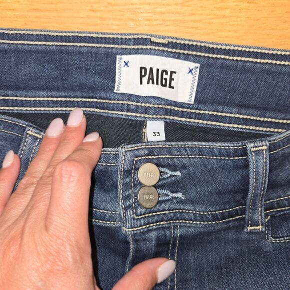 Paige High Rise Manhattan 33 petite blue jeans bootcut - Picture 2 of 7